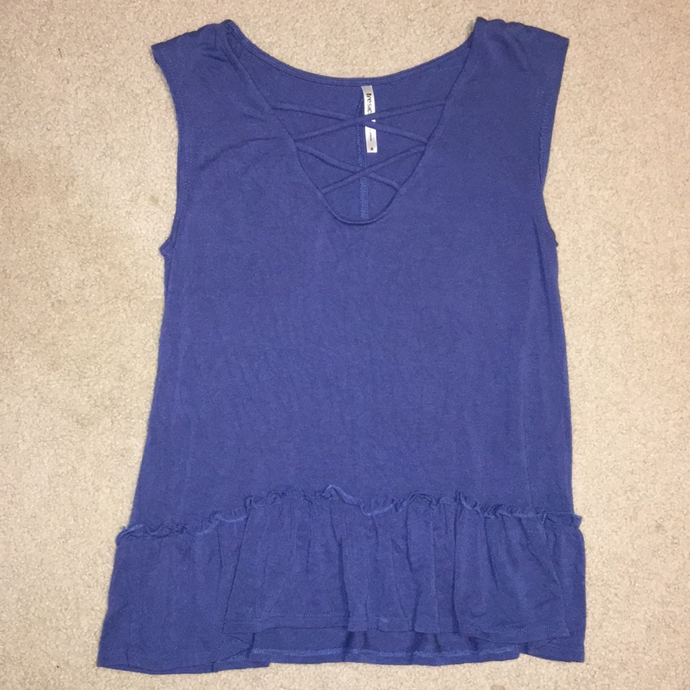 Blue Sleeveless Blouse- Size S